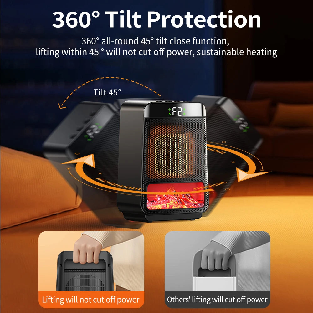 Portable Electric Space Heater with Ambient Flame Light - 18