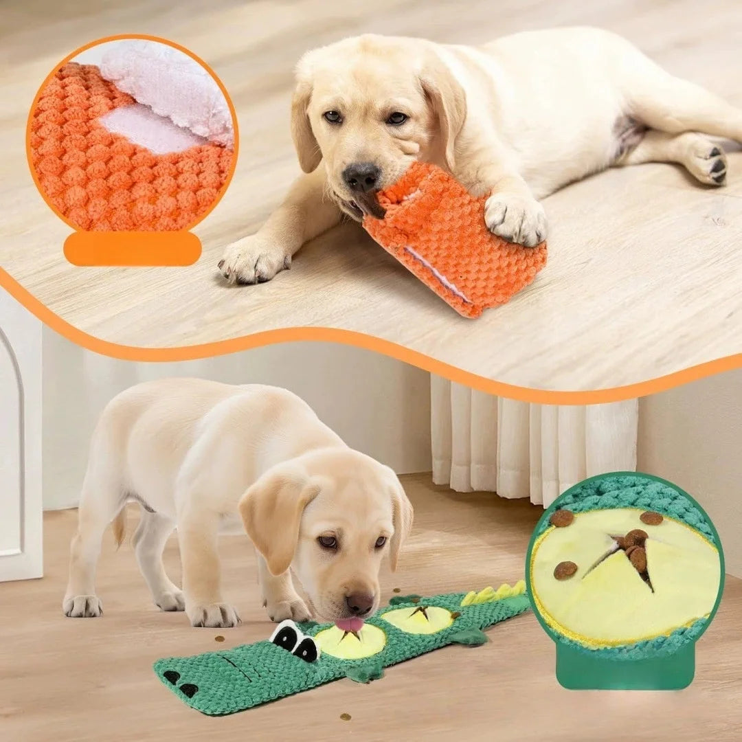 Interactive Squeaky Plush Dog Toy for Treat Hiding