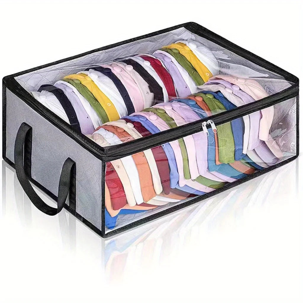 Extra-Large Foldable Hat Storage Box with Clear Viewing Window