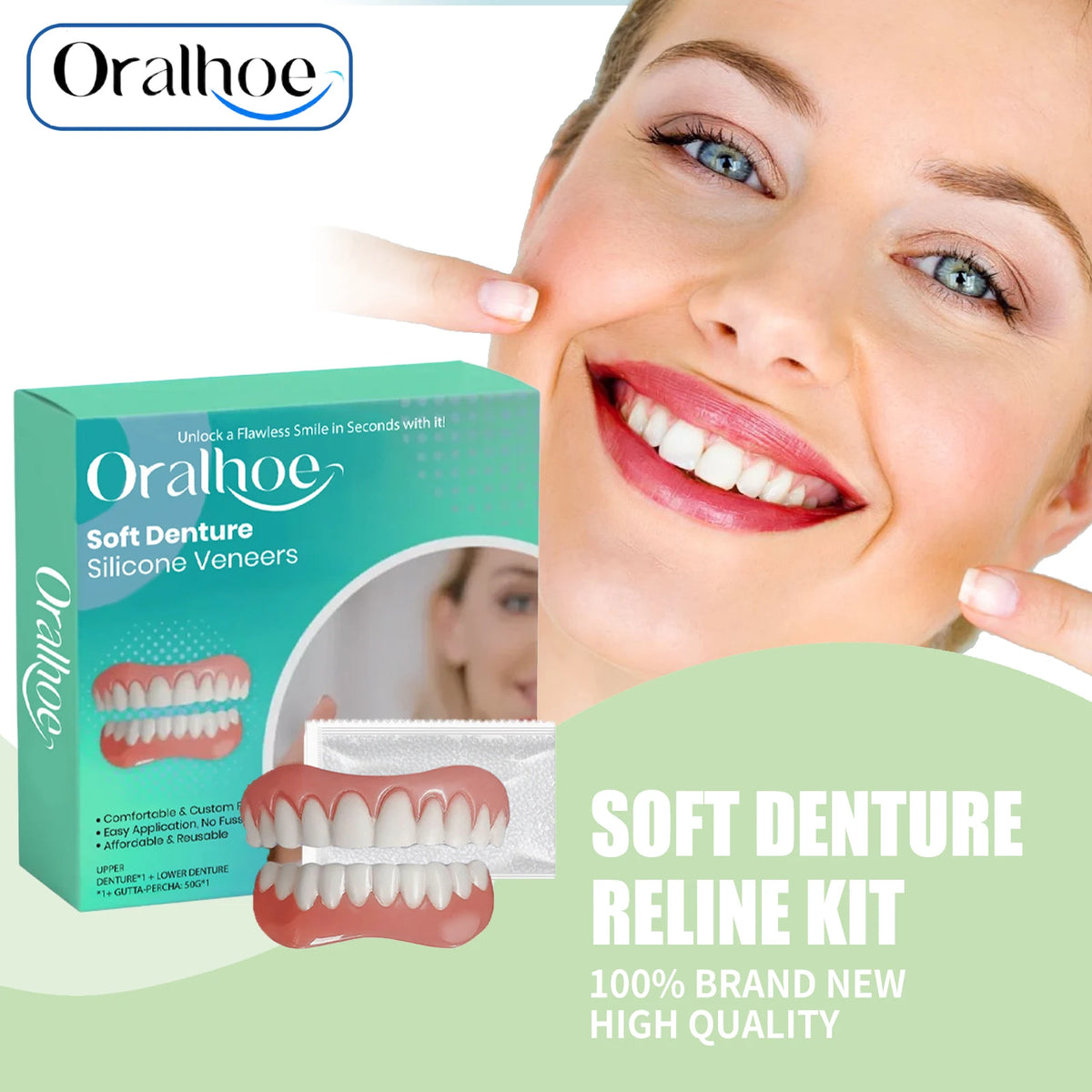 Flexible Silicone Cosmetic Denture Set for Smile Restoration