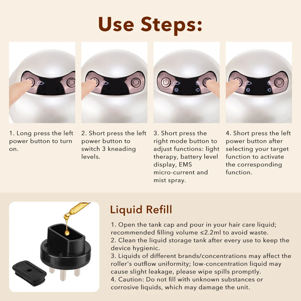 Electric Scalp Massager with Red Light Therapy and Oil Applicator