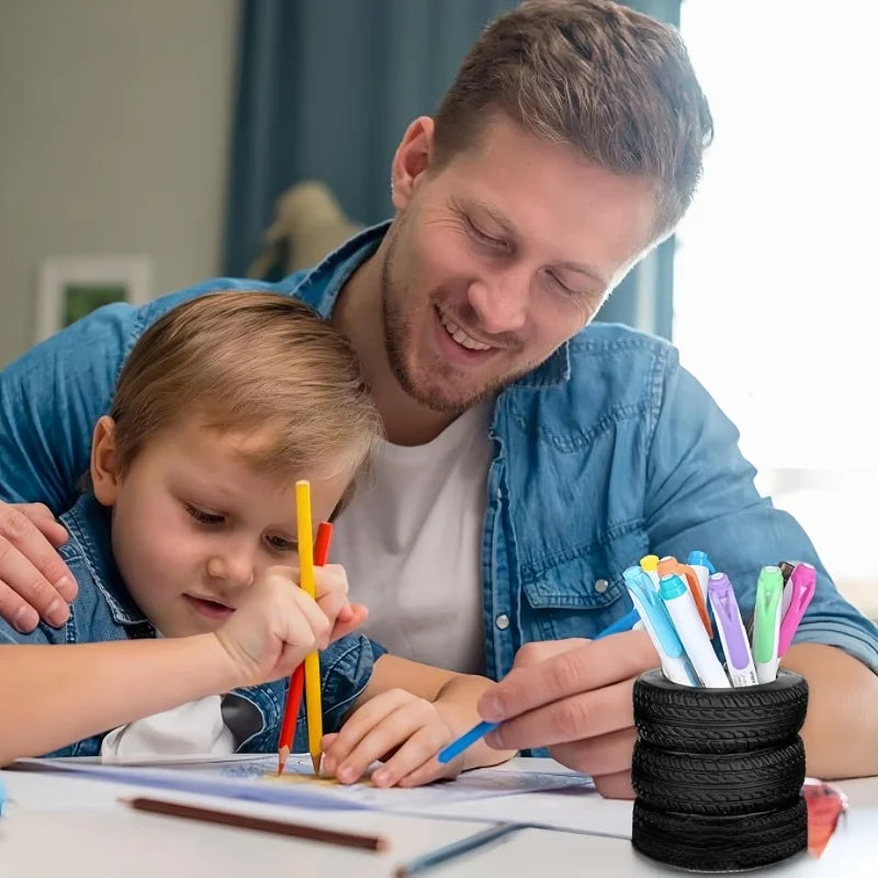 Creative Tyre Shape Desktop Pen Holder and Stationery Organizer