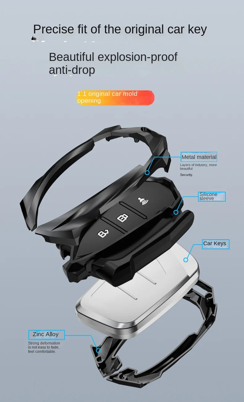Protective Galvanized Alloy Car Key Case Shell