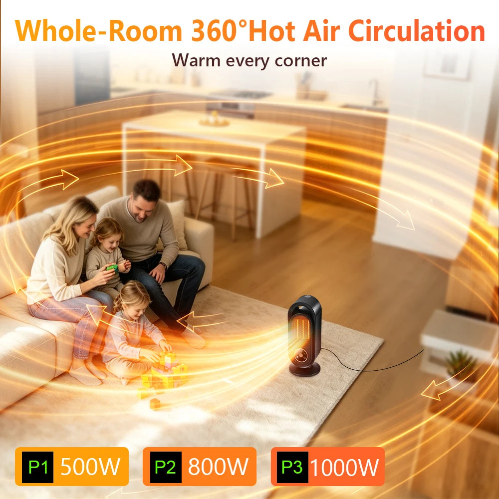 Portable PTC Ceramic Space Heater with Touch Control and Timer