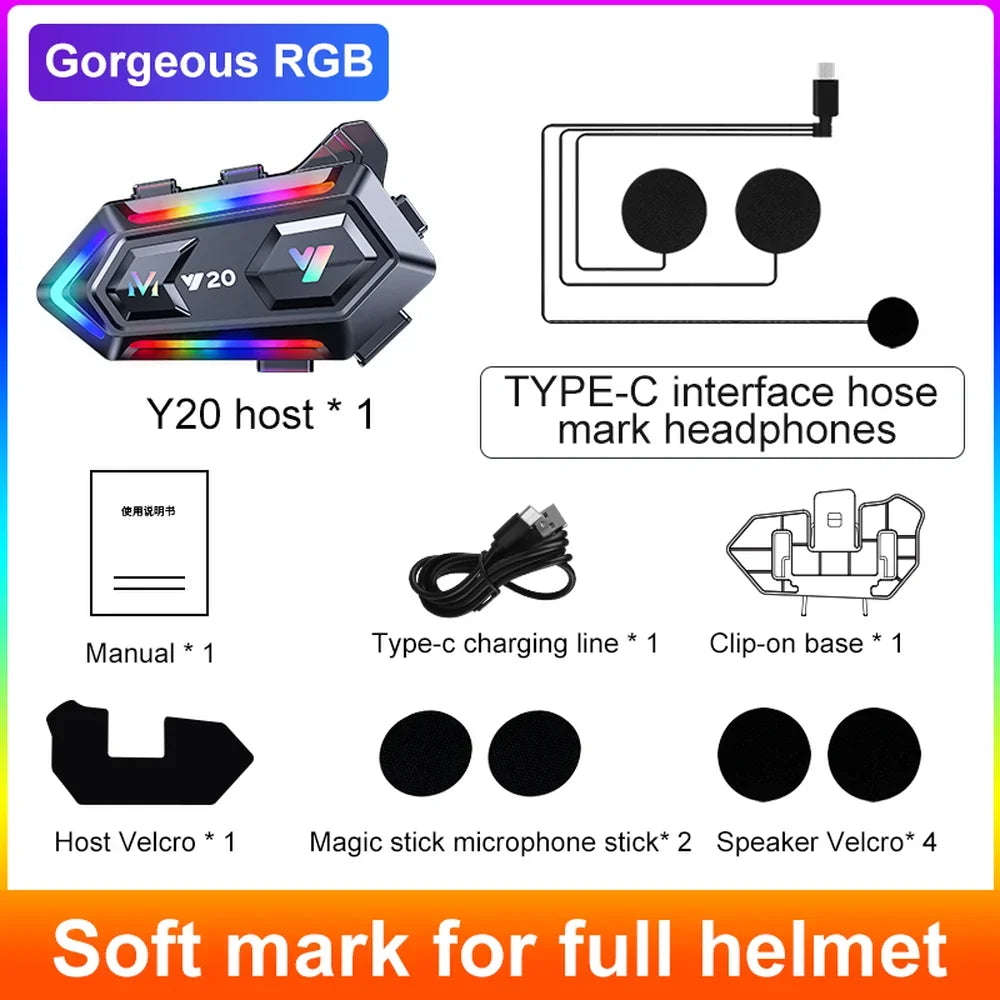 Wireless Motorcycle Helmet Bluetooth Headset with RGB Light - 14