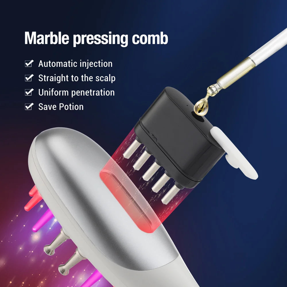 Electric EMS LED Scalp Massager and Hair Oil Applicator Comb