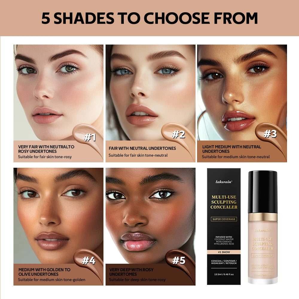 5-Color Waterproof Sculpting Concealer for Face and Contouring - 1