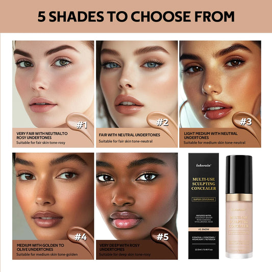 5-Color Waterproof Sculpting Concealer for Face and Contouring