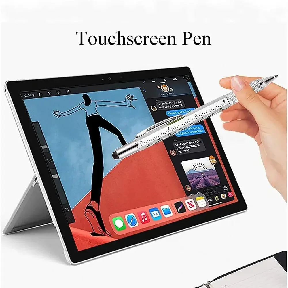7-in-1 Multifunctional Tool Pen with Stylus and Measuring Gauge