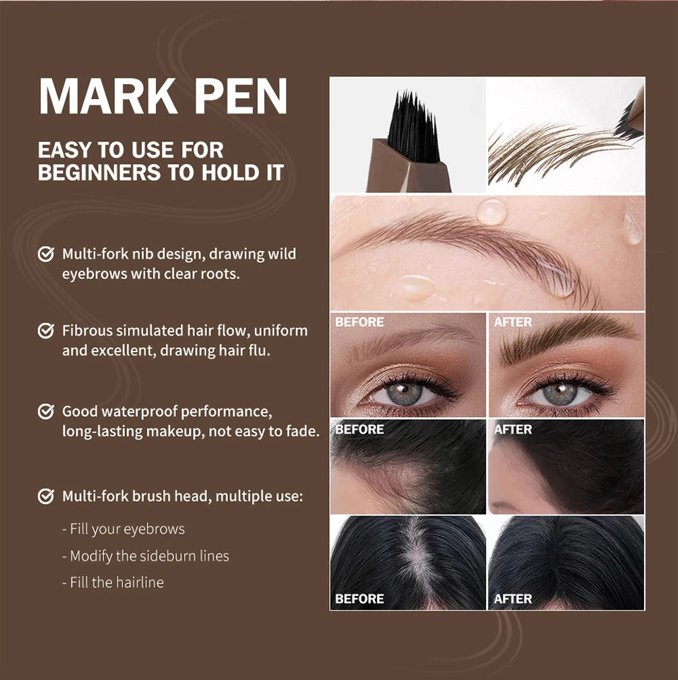 Waterproof Multi-Fork Liquid Eyebrow Pen for Natural Brows - 14