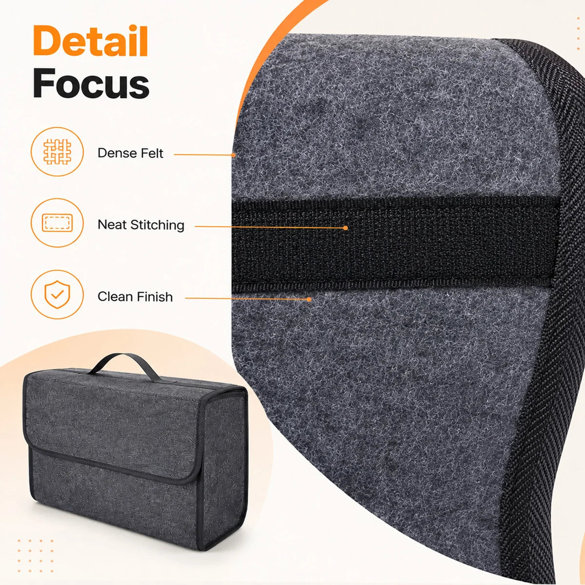 Foldable Felt Car Trunk Organizer and Storage Box - 3