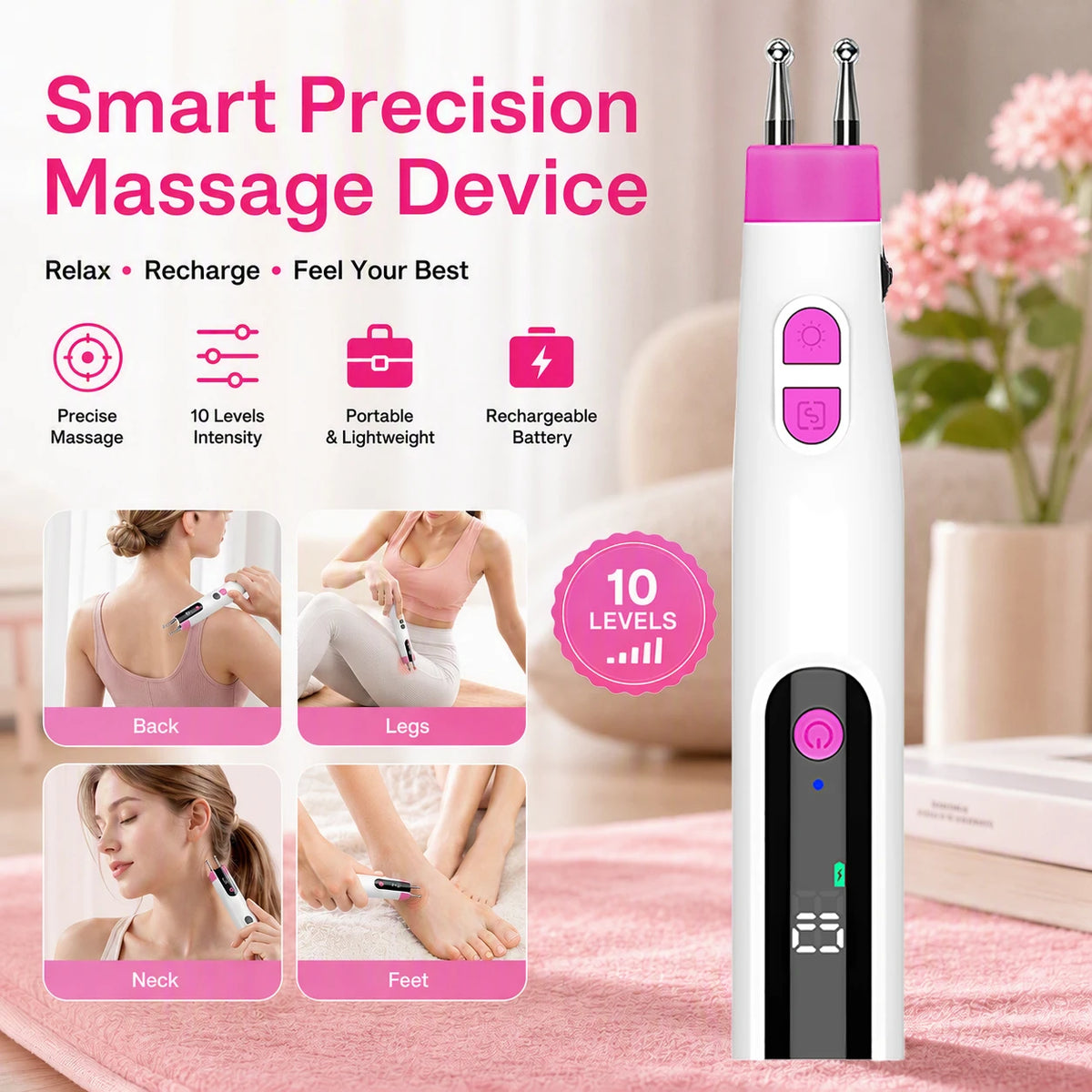 Digital Handheld Precision Massage Pen for Face and Body