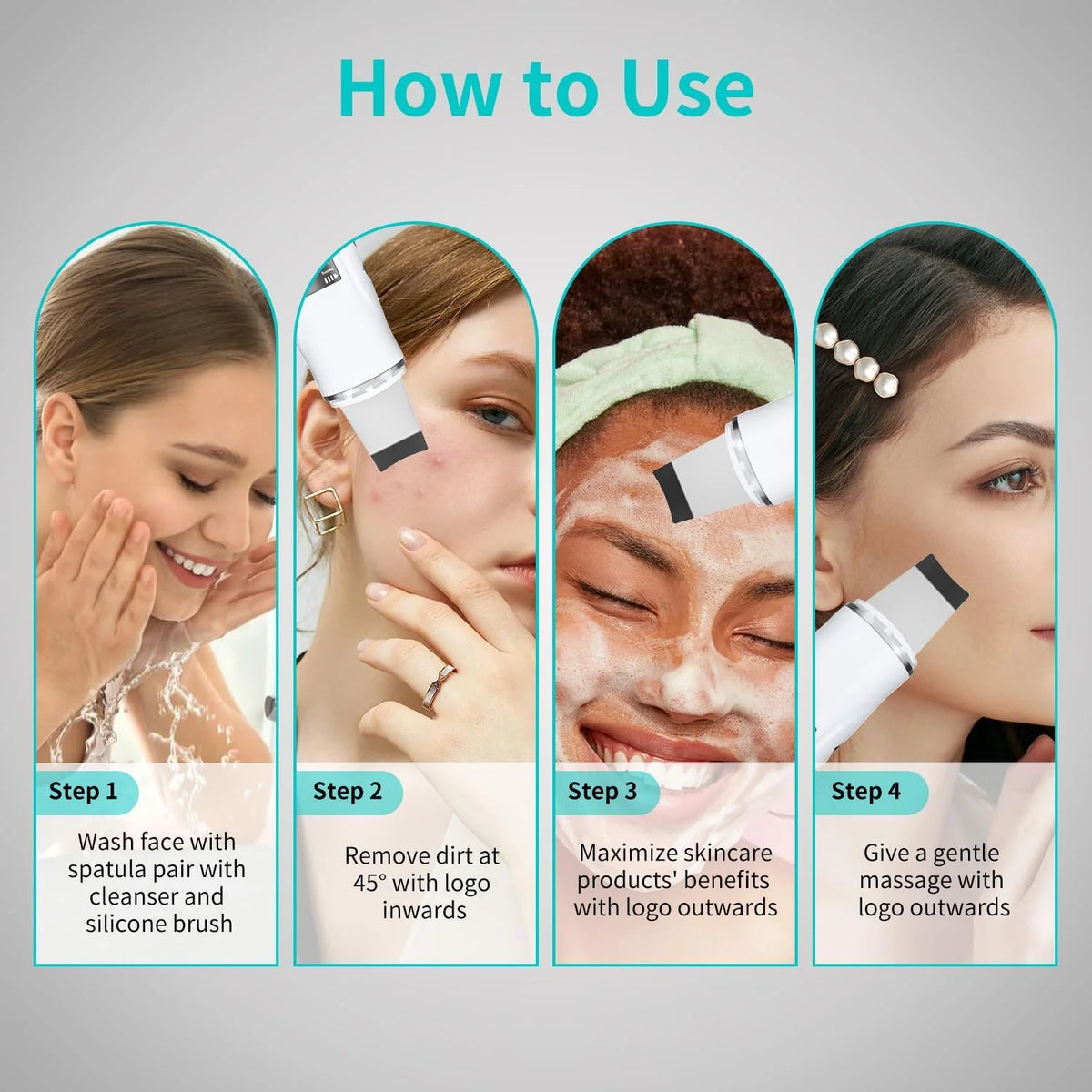 4-in-1 Ultrasonic Facial Skin Scrubber and Pore Cleaner