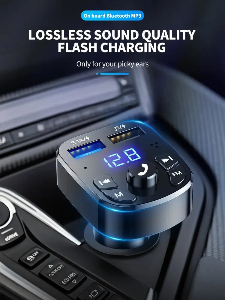 Bluetooth FM Transmitter and Dual USB Car Charger Kit - 7