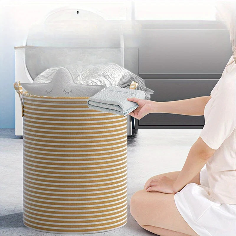 Collapsible Tall Laundry Hamper with Reinforced Handles