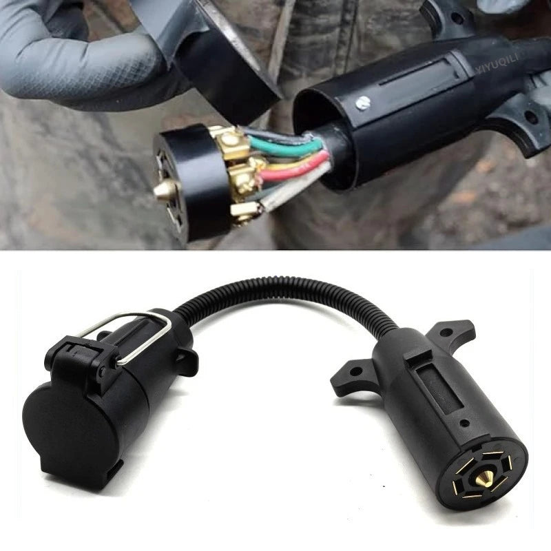 7-Way Blade to 7-Pin Round Trailer Light Adapter Converter - 2