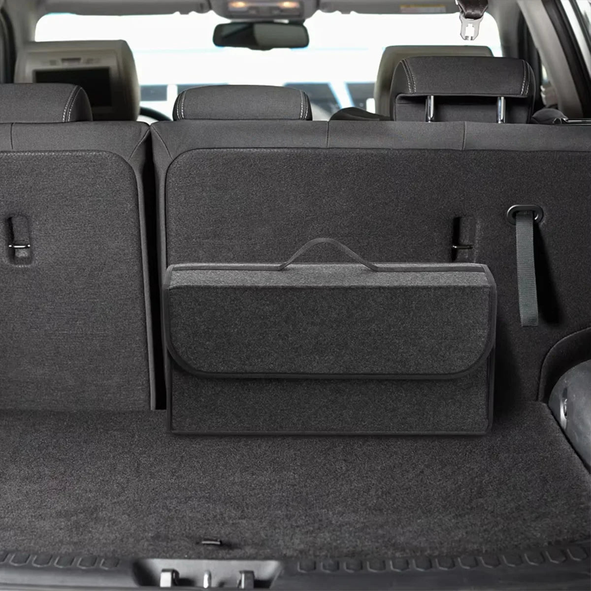 Dark Gray Felt Car Trunk Organizer Foldable Storage Box Bag