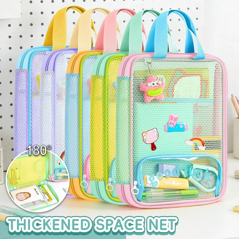 3-Layer Large Capacity Transparent Mesh Student Tote Bag - 2