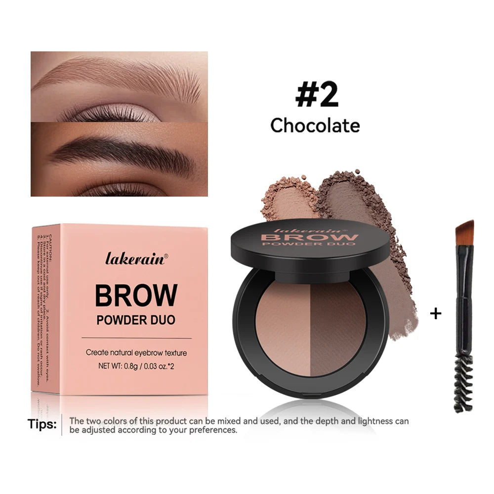 Two-Tone Waterproof Eyebrow Powder for Natural Brows and Contouring