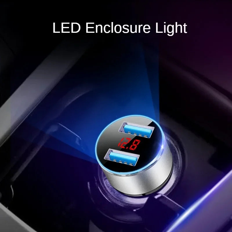 Dual USB Fast Car Charger with LED Voltage Display - 10