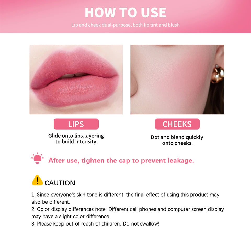 Waterproof Moisturizing Lip Tint and Liquid Blush