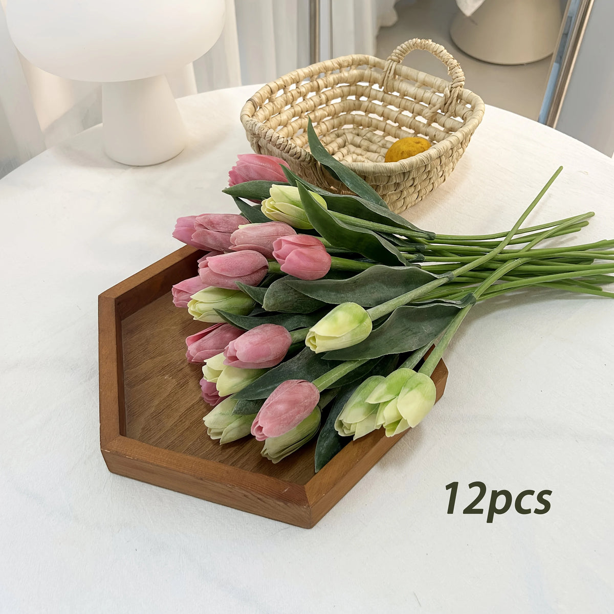 10Pcs Artificial Tulip Bouquet Realistic Faux Flowers for Home Decor