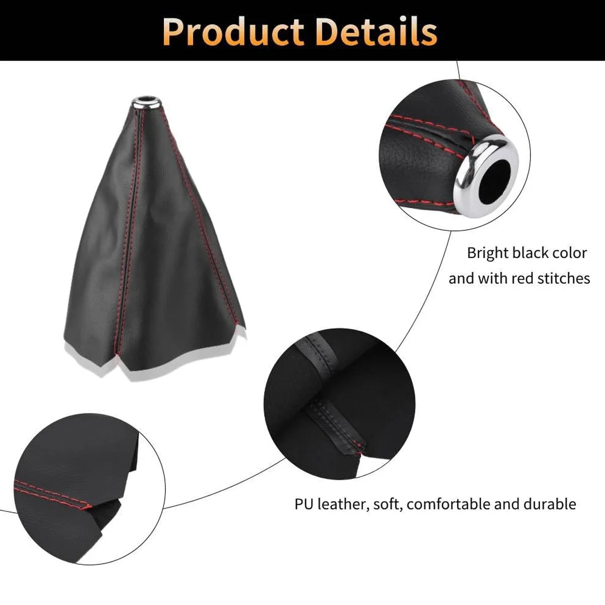 Universal Suede Leather Car Gear Shift Lever Boot Cover - 4