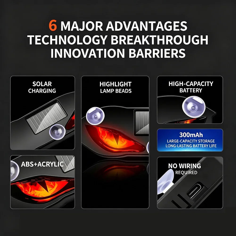 Solar Powered Demon Eye Car Window Warning Light