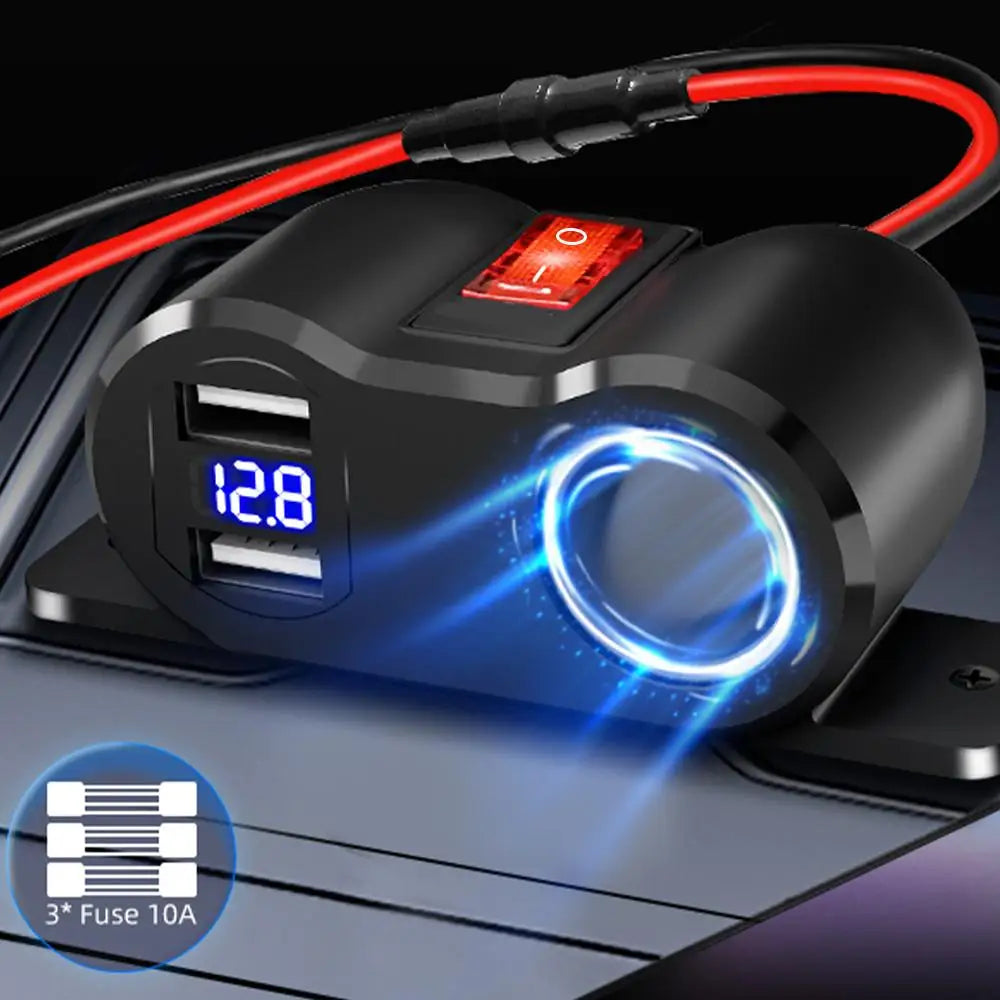 12V USB Car Charger Adapter PD3.0 QC3.0 Cigarette Lighter Socket Splitter - 14