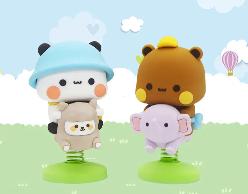 Cute Cartoon Panda and Bear Dashboard Ornament
