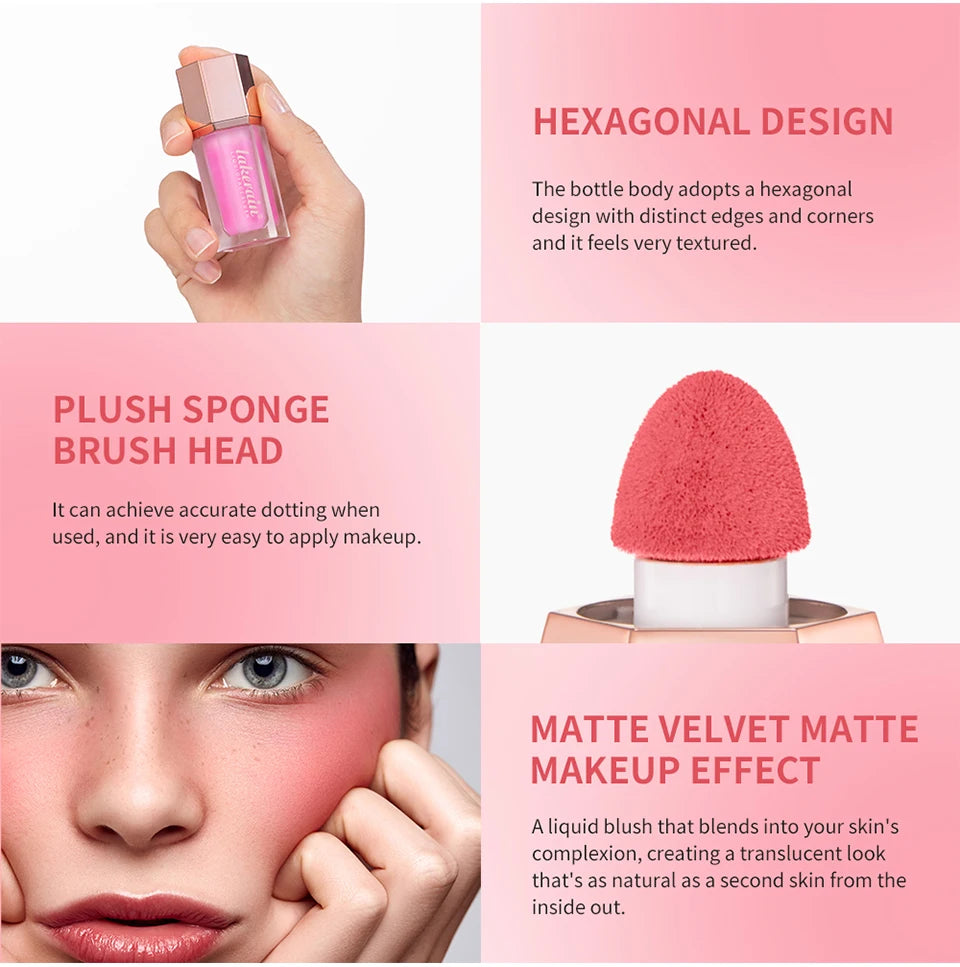 Waterproof Matte Liquid Blush with Mushroom Brush