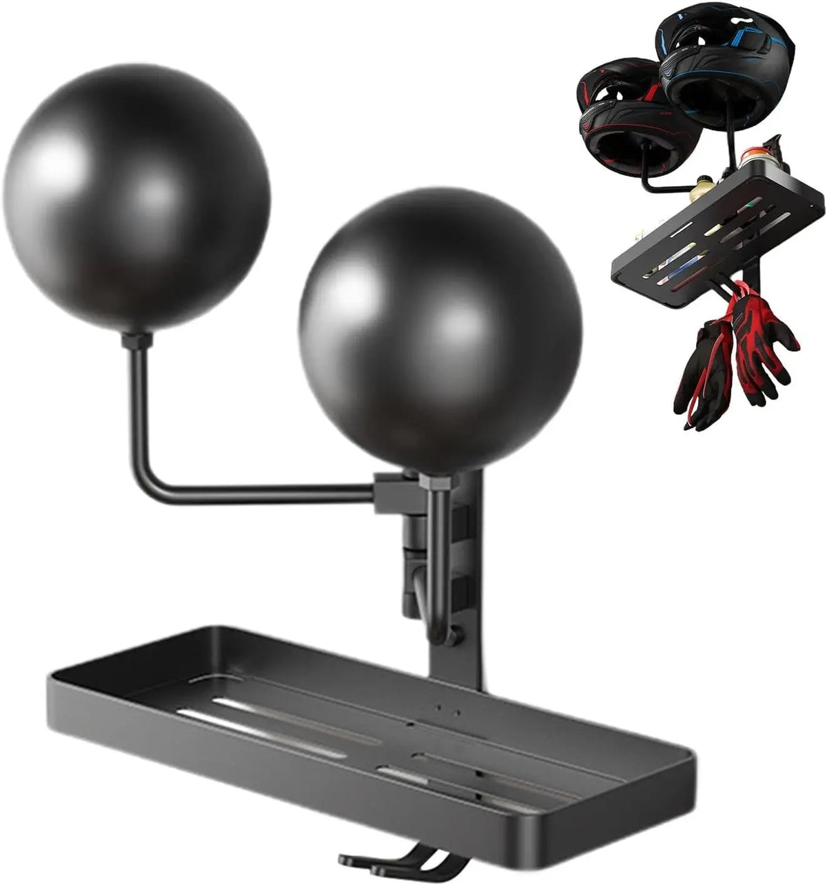 Wall Mounted Motorcycle Helmet Rack with Storage Shelf