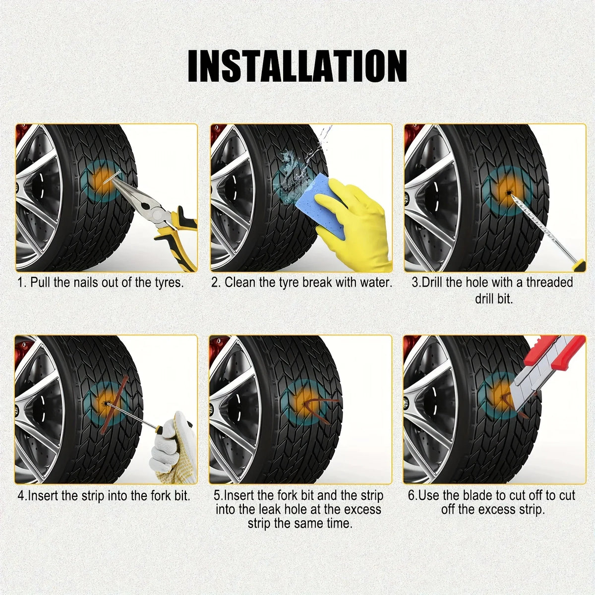 Emergency Car Tire Repair Kit for Quick Flat Fixes
