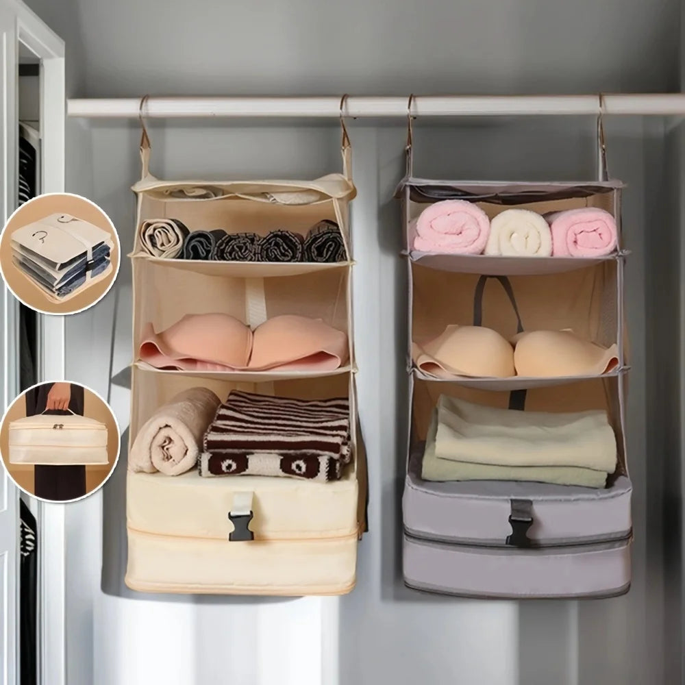 4-Tier Foldable Hanging Closet Organizer with Sturdy Hooks - 4