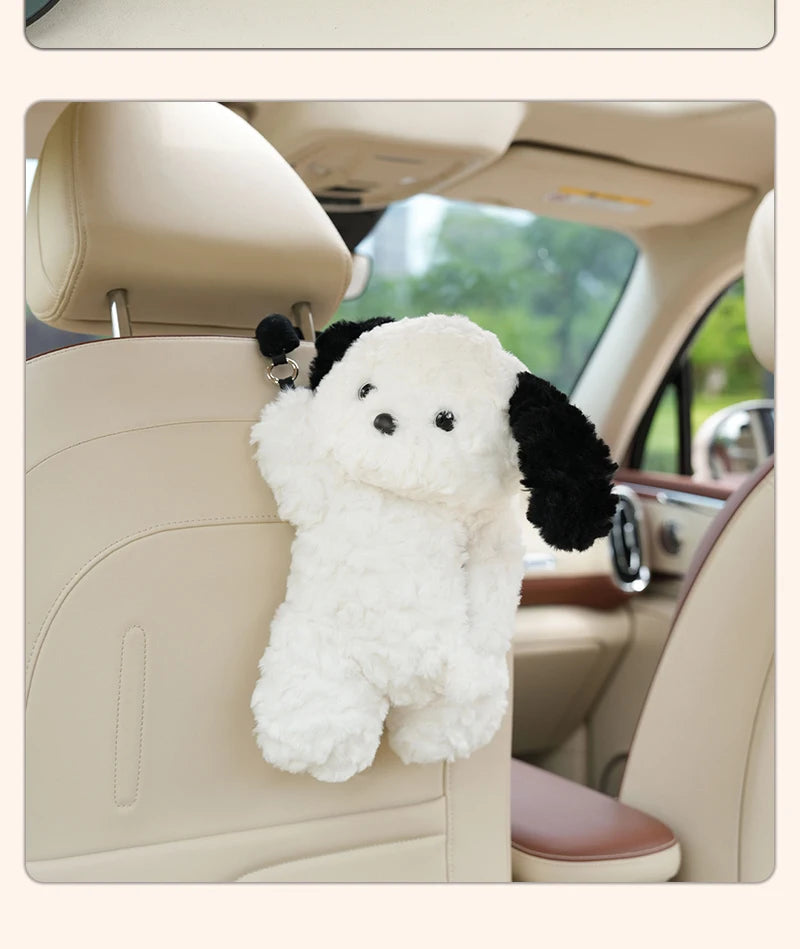 Cute Cartoon Plush Car Tissue Holder Hanging Organizer