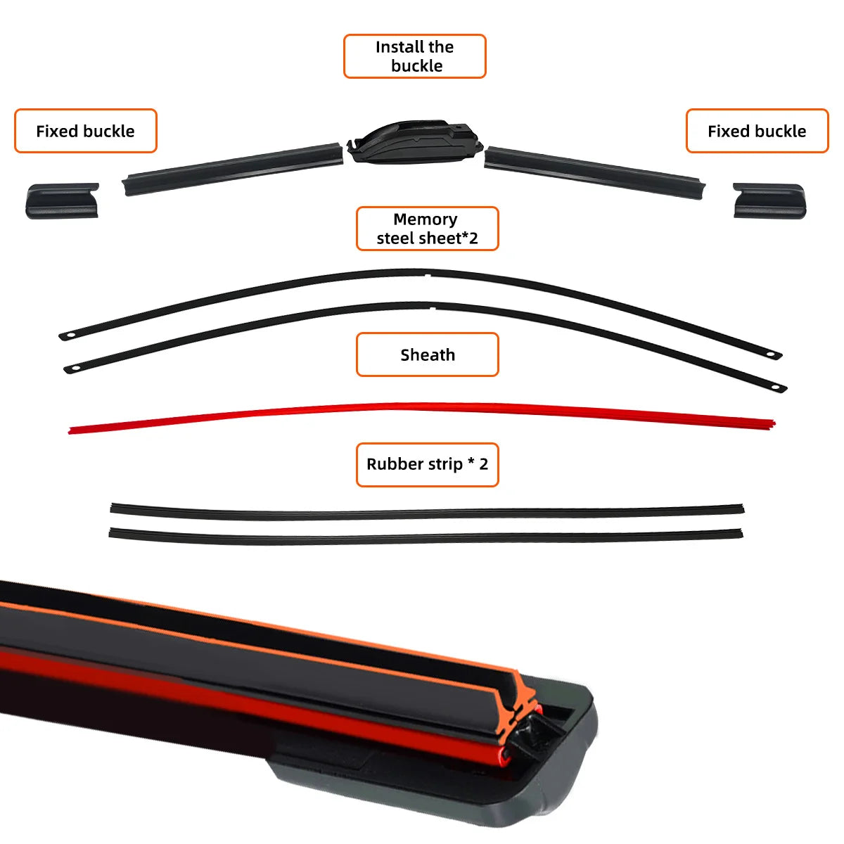 Dual Rubber Layer Car Windshield Wiper Blade - 7