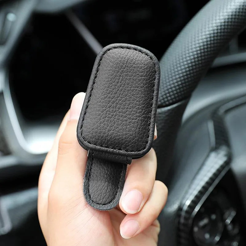 Magnetic Leather Car Visor Sunglasses and Ticket Holder