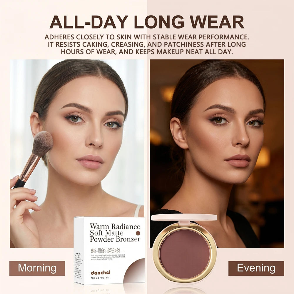 Buildable Matte Pressed Bronzer Powder for Natural Face Contouring