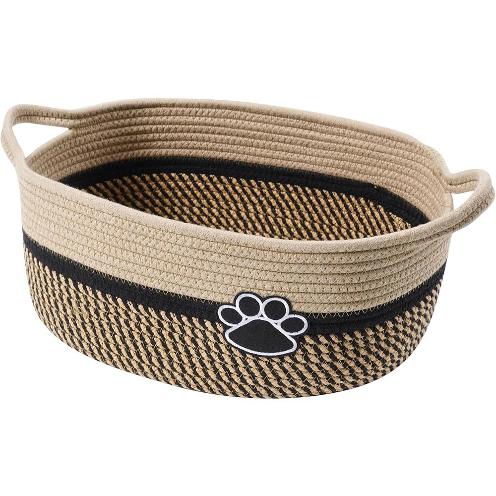 Woven Pet Toy Storage Basket with Handles - 7