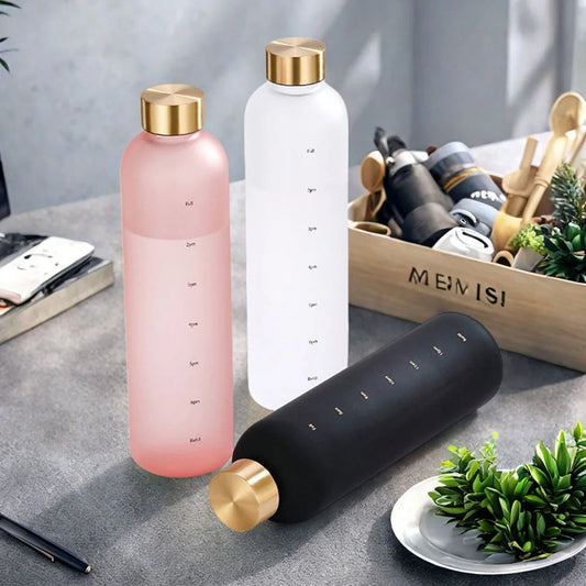 1L Motivational Water Bottle Leakproof Frosted Sport Hydration Flask