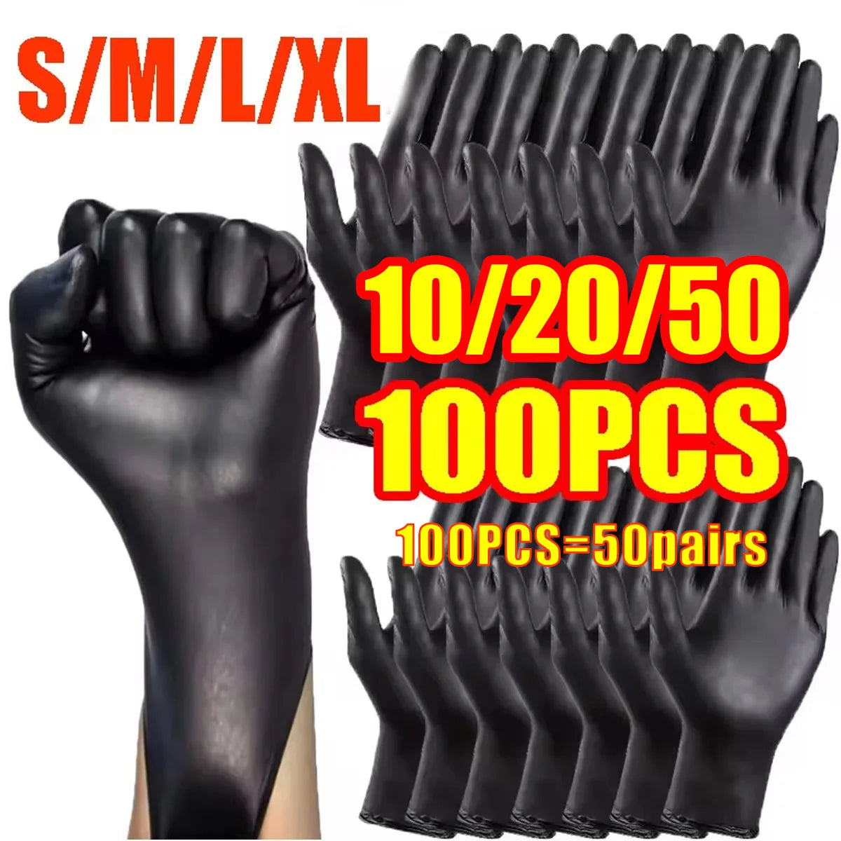 Heavy Duty Black Nitrile Disposable Gloves Powder Free Multipurpose