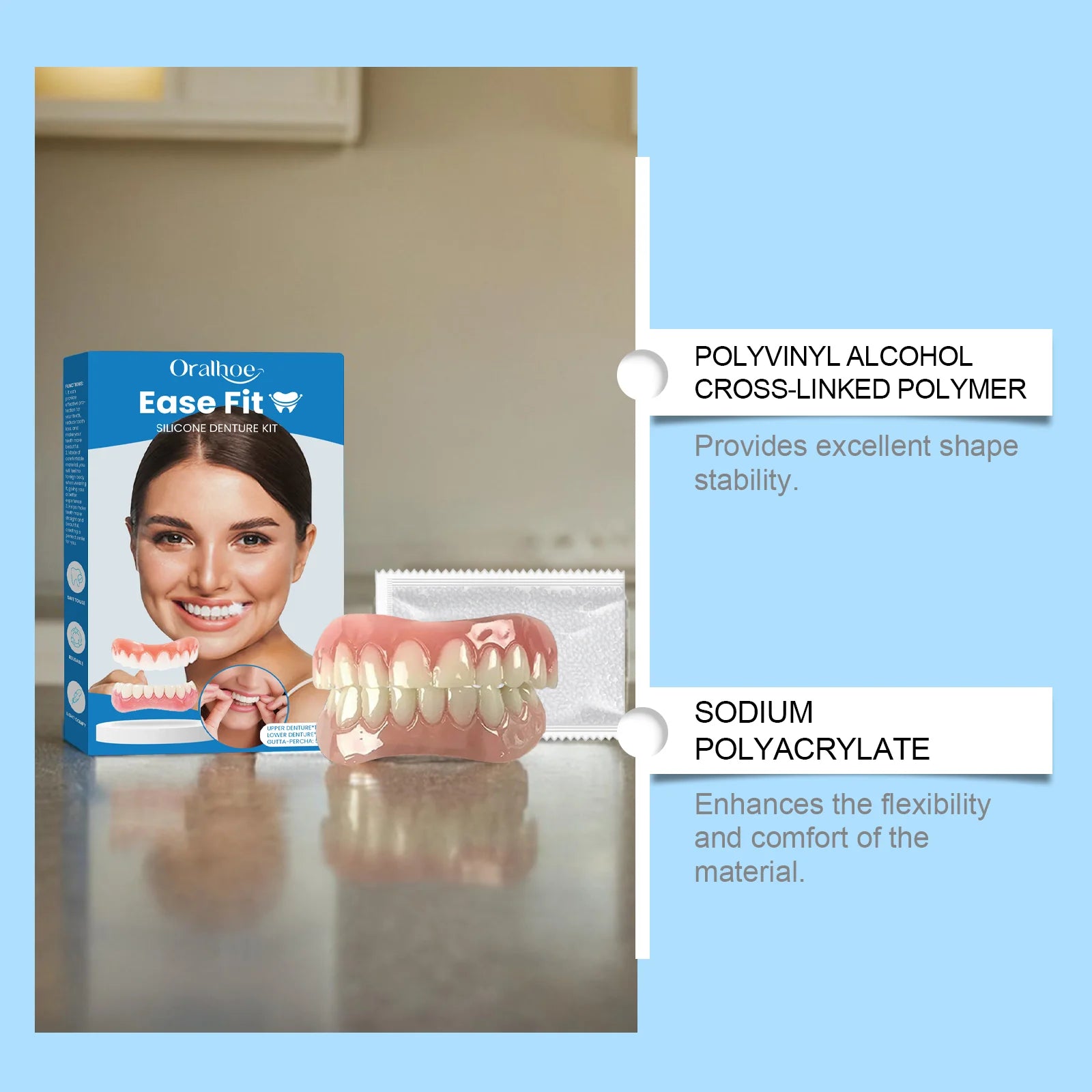 Comfortable Silicone Denture Set for Natural Smile and Chewing - 10
