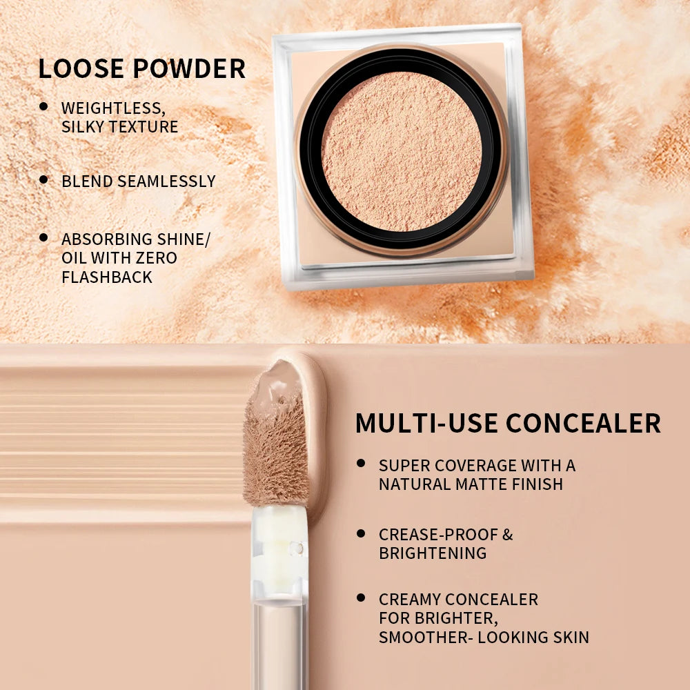 Face Makeup Concealer and Setting Powder Duo Set