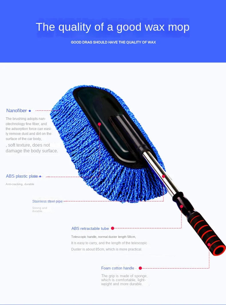 Adjustable Microfiber Car Wash Mop and Cleaning Duster Kit