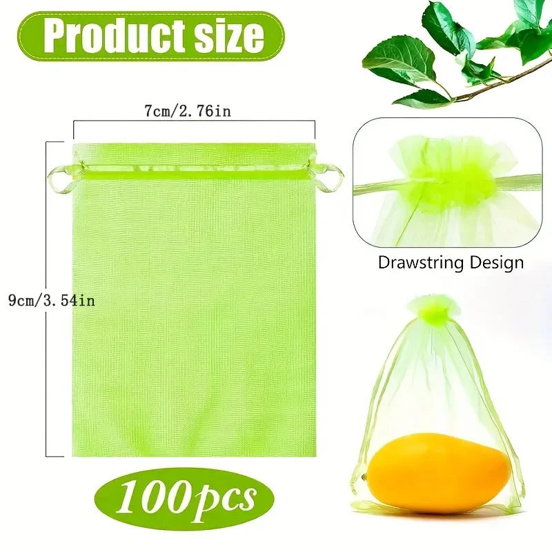 100Pcs Fruit Protection Bags Mesh Garden Barrier for Pest Control