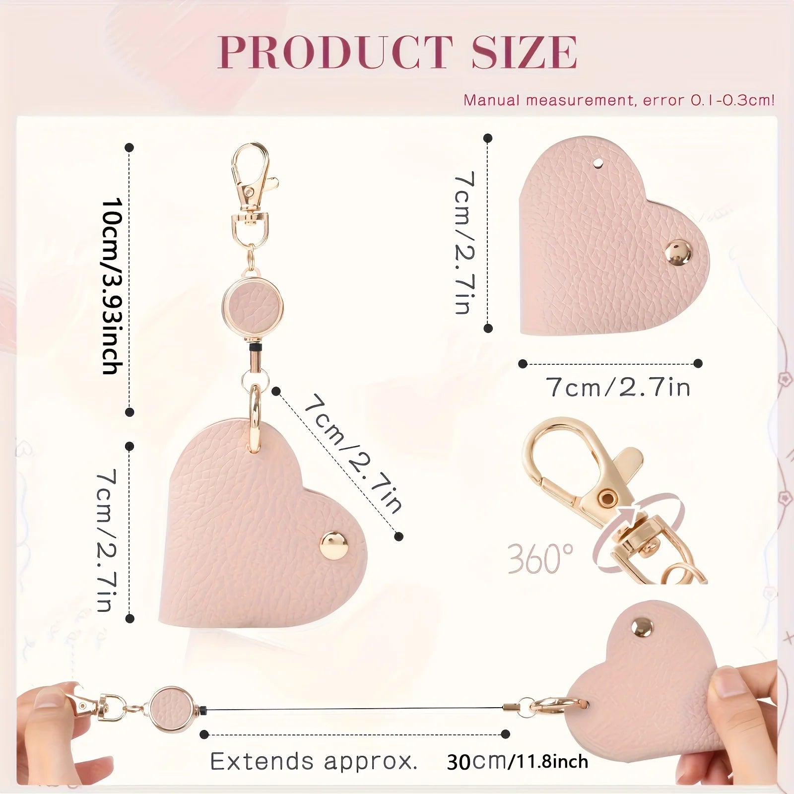 Heart-Shaped Retractable Keychain Wallet - 4