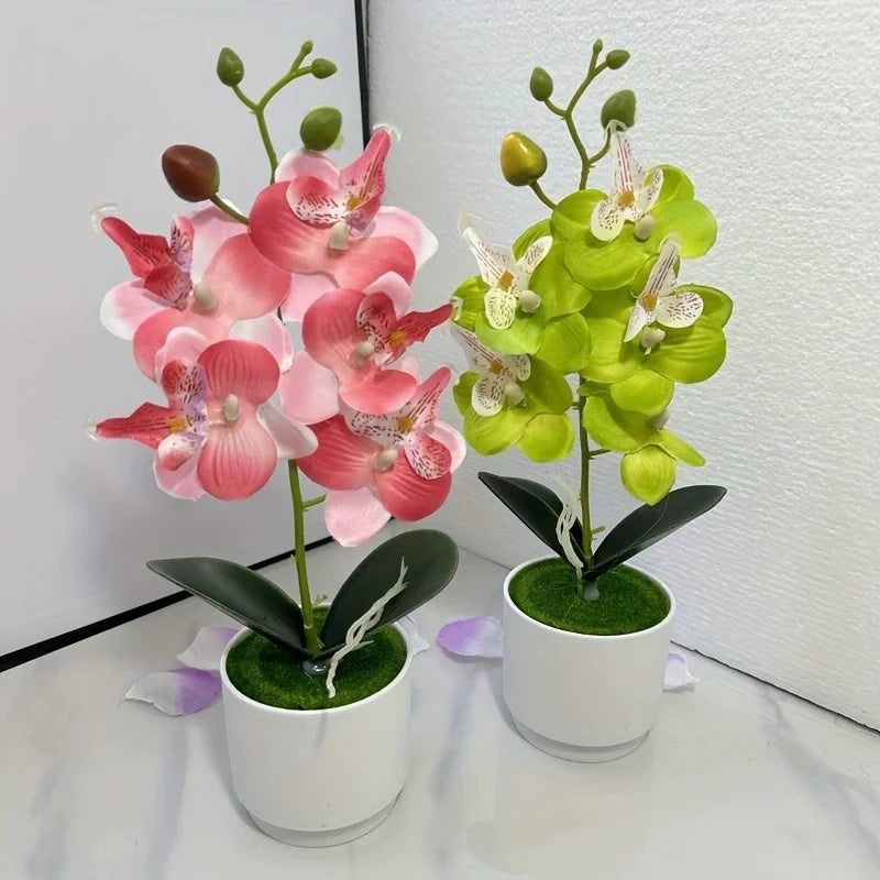 Artificial Orchid Flower Arrangement with Vase