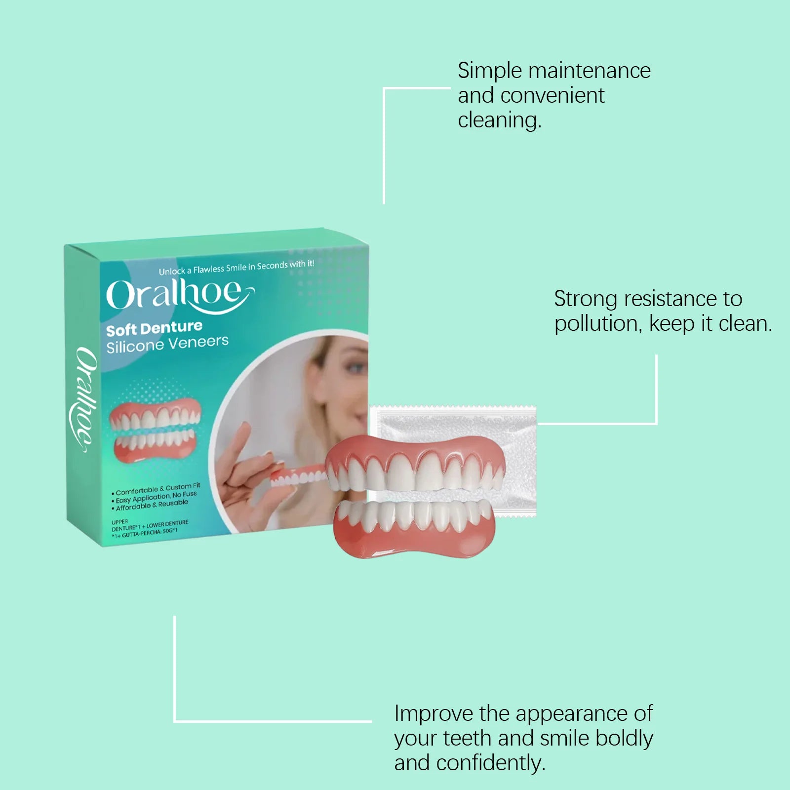 Flexible Silicone Cosmetic Denture Set for Smile Restoration - 10