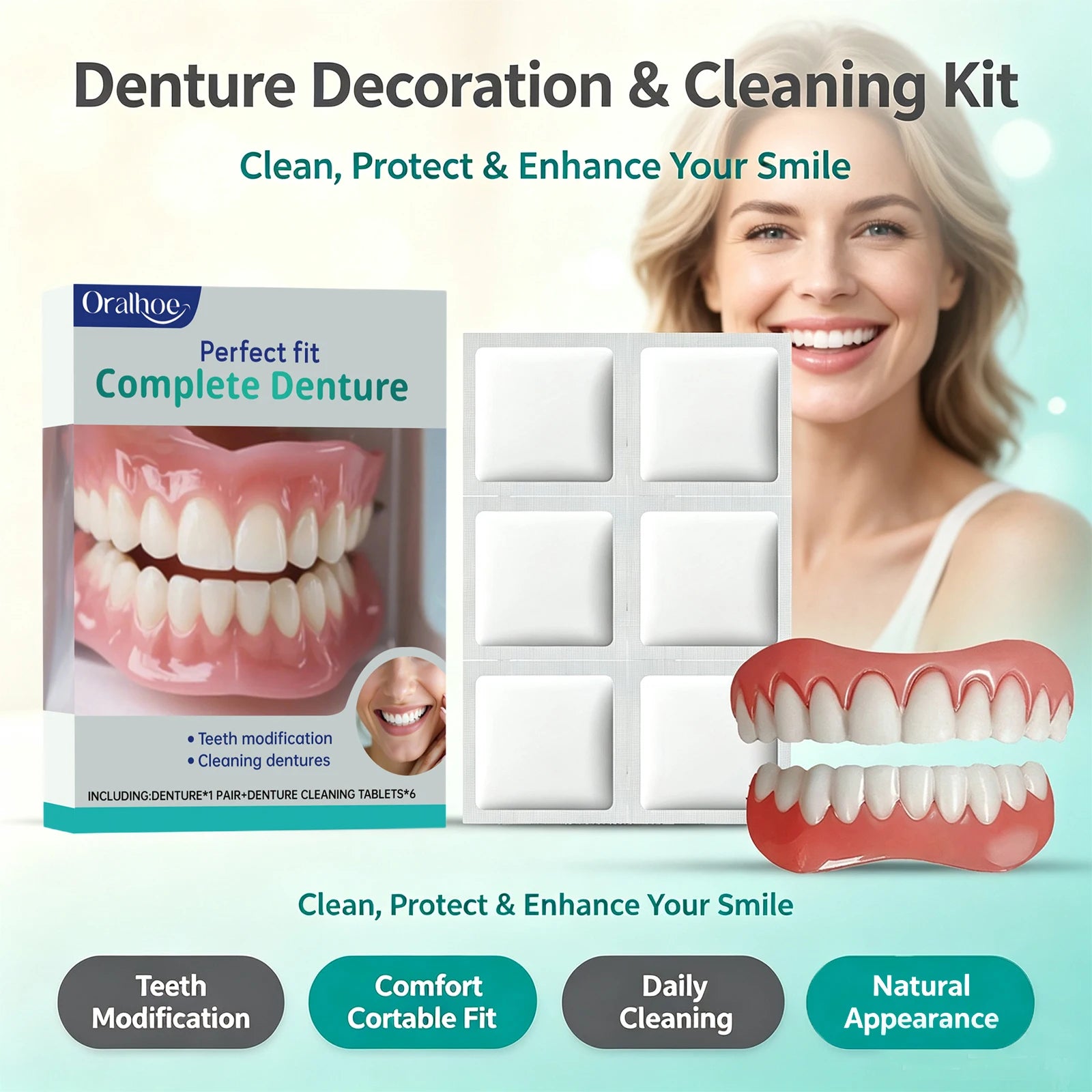Cosmetic Denture Kit for Covering Missing or Stained Teeth - 4