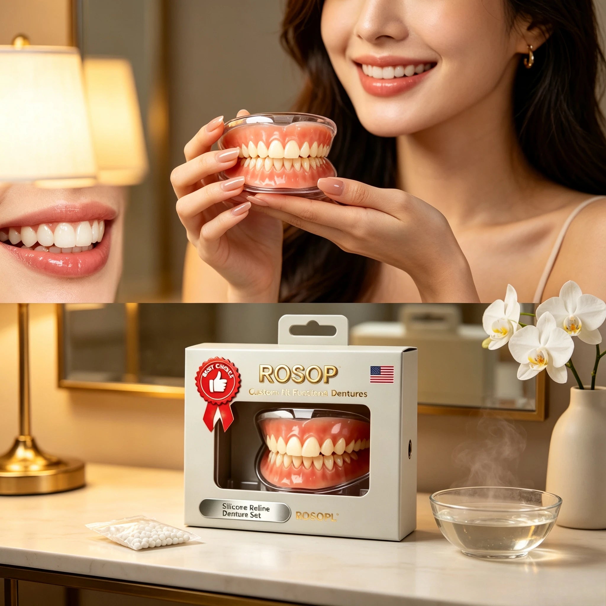 Comfort Fit Silicone Denture Set for Men and Women - 1